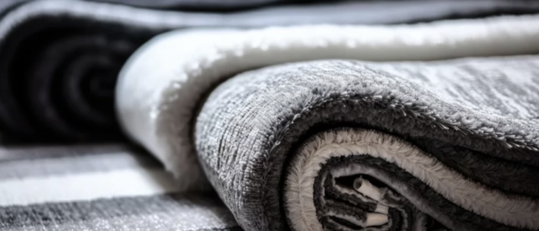 gray carpet rolled up