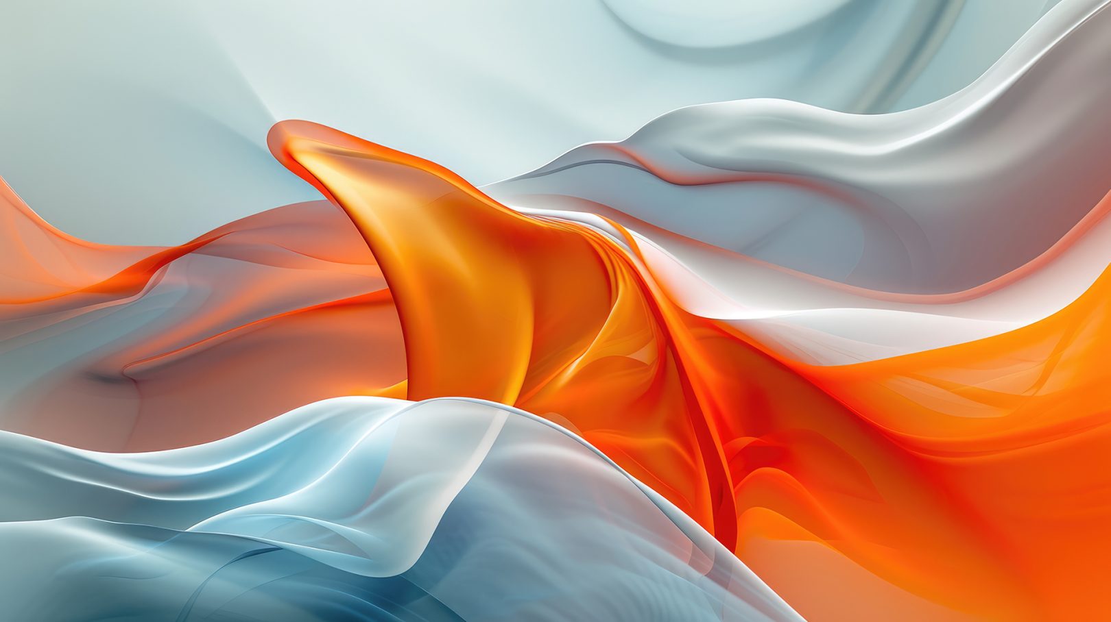 Orange and blue fabric flowing